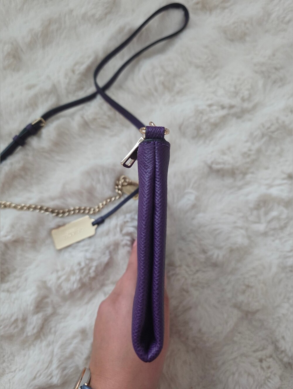Coach Purple Genuine Leather Kylie Crossbody Bag With Gold Accents 52385 - Picture 10 of 13